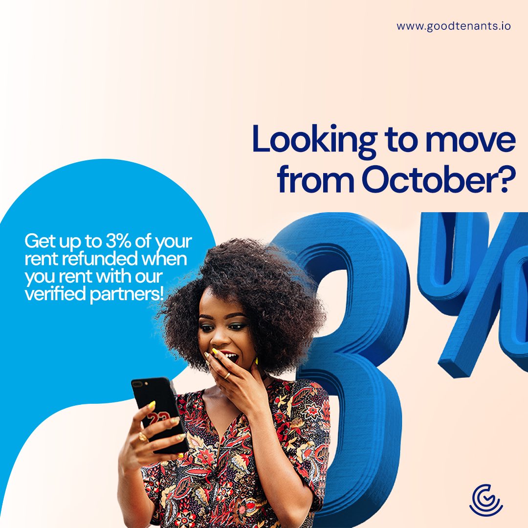 UseGoodTenants's tweet photo. Renting does not have to be a hassle, you deserve peace of mind. Rent from our verified partners and earn while at it.🥳 Planning to move from October? Get started via https://t.co/3U792TKlxc https://t.co/9pAQgd7jMi