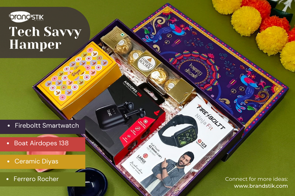 BrandSTIK's tweet photo. Unwrap the joy of Diwali with our Tech-Savvy Hamper! Smartwatch, earbuds, Ceramic diyas, and Ferrero Roucher chocolates in a premium box. 

Inquire now: +91 9594070940/9167373749, info@brandstik.com #DiwaliGifts #BrandSTIK https://t.co/aumeF3a2t2