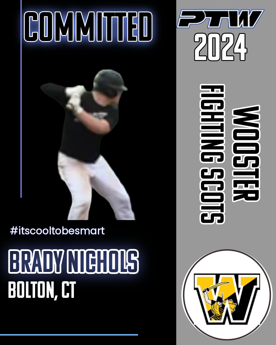 ptwsports's tweet photo. Brady Nichols (2024 - CT) is excited to be a Fighting Scot. He has decided on Wooster.
@brady_nichols17 
@WoosterBaseball 
#itscooltobesmart https://t.co/R3Q8wutl6N