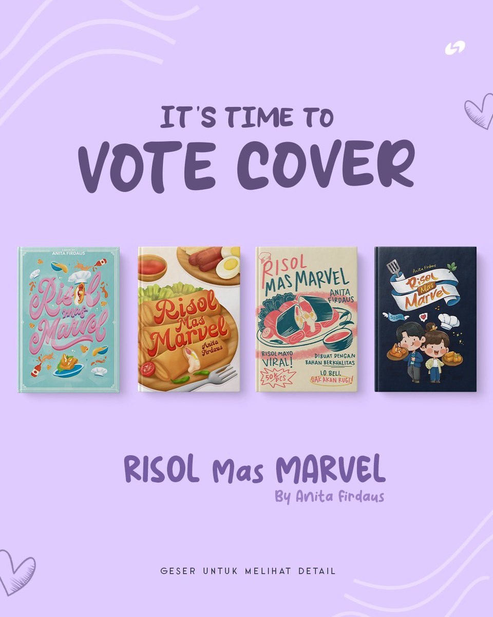 GIVEAWAY &amp; VOTE COVER RISOL Mas MARVEL

[HADIAH: 2 NOVEL AKAD GROUP BEBAS PILIH]

Rules:
1. Like dan RT Postingan tweet ini
2. Komen pilihan cover kamu dengan hashtag (Contoh: #Risolmahal)
3. BOLEH REPLY KOMEN SEBANYAK-BANYAKNYA🤩