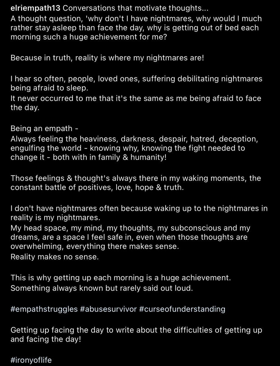 FortitudeProjec's tweet image. &quot;Getting up each morning is a huge achievement&quot;
&quot;Reality is the nightmare, sleep &amp;amp; dreams the escape&quot;
#traumasurvivorjourney #empathstruggles 
@ElRiEmpath13