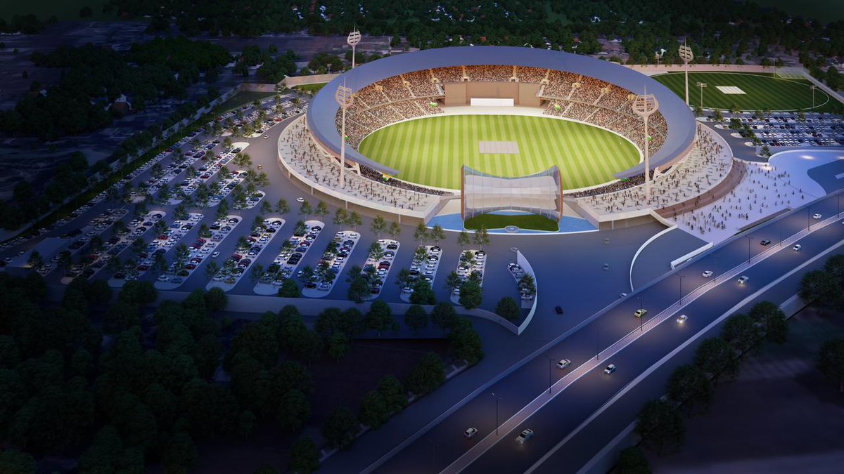 Mightyarjun's tweet photo. Today in Varanasi, I will lay the foundation stone of the International Cricket Stadium. Once completed, this is how it will look… https://t.co/3LWhgy7fbp