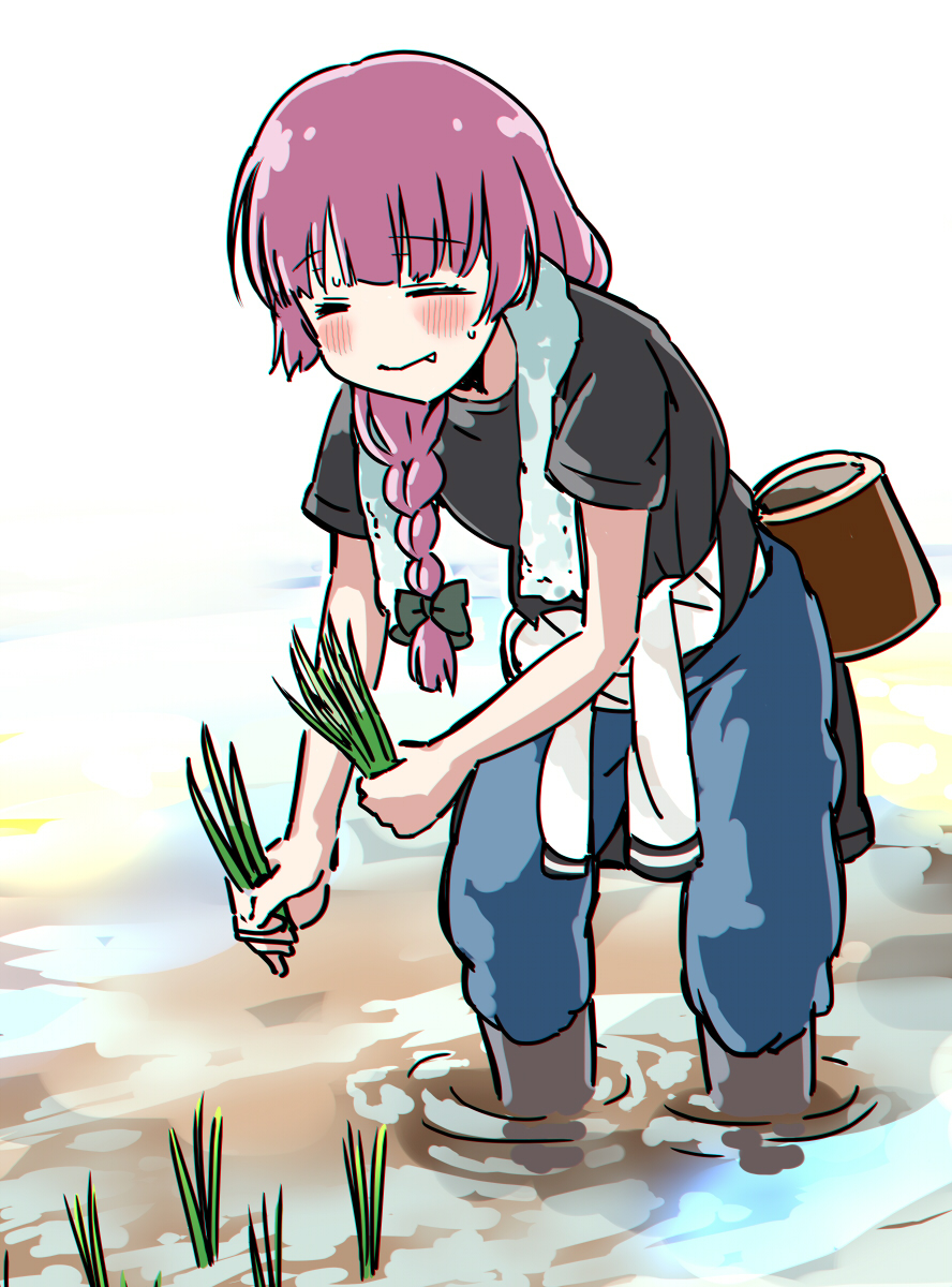 「田植えをするきくりさん 」|米利菓のイラスト