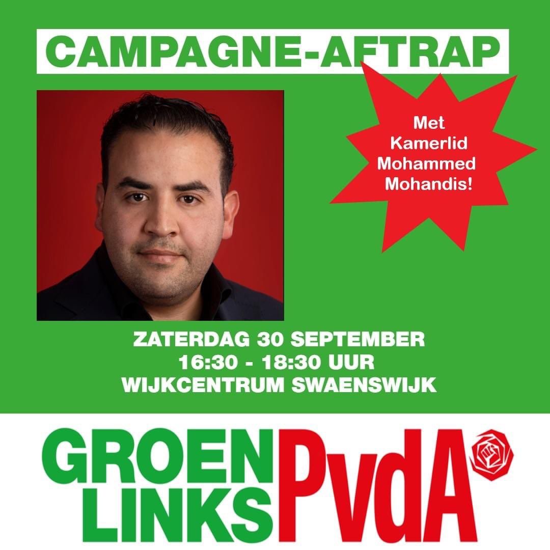 Zaterdag trappen wij samen met <a href="/GLAlphenadRijn/">GroenLinks Alphen aan den Rijn</a> de campagne af in Wijkcentrum Swaenswijk. Wees welkom!