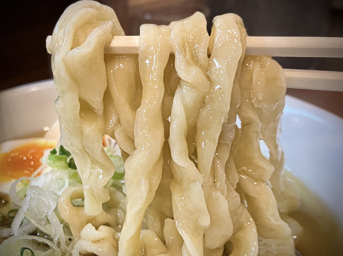 signals5's tweet photo. 麺屋くまがい
もち小麦麺の手打ち塩中華そば

一瞬ビャンビャン麺���思わせるﾇﾗｯと滑らかに糊化した表面の舌触りともっちり感が最高にエロくてウマい麺
ガッツリ強めに鶏が効くけどすまし汁みたいに上品なスープがこれまた絶妙にマッチ☆具材も豪華
これは是非皆様にも召し上がっていただきたい逸品 https://t.co/auKUb7m47l