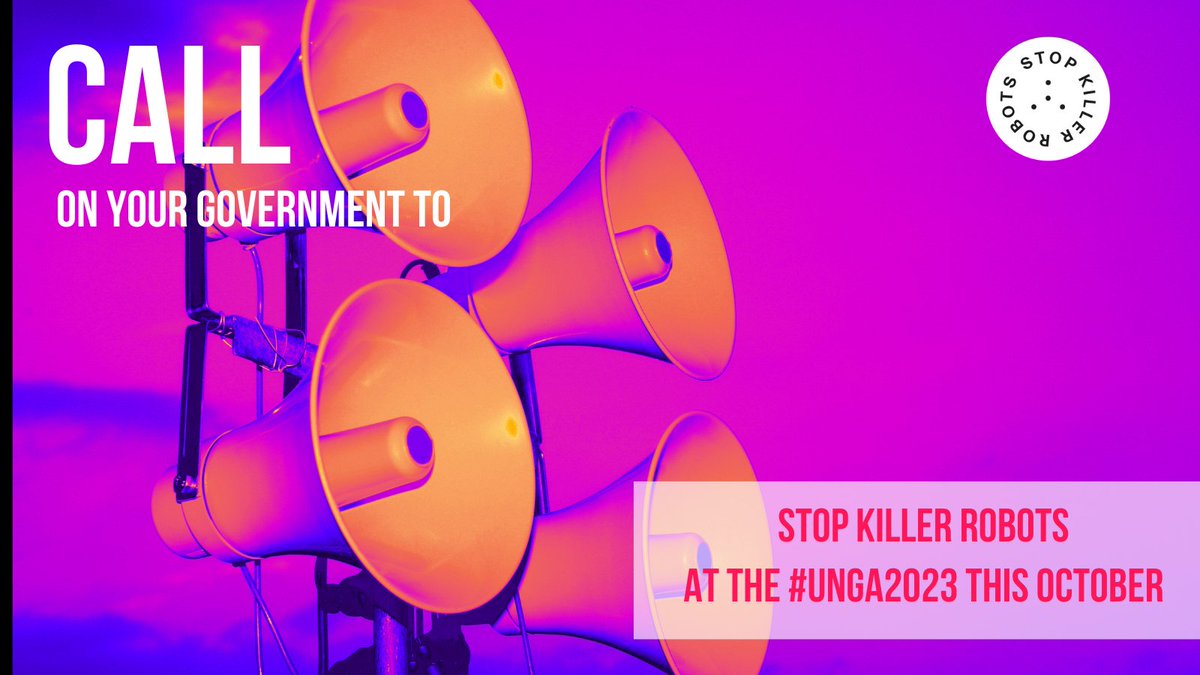 At #UNGA78, states have the opportunity to take action on Autonomous Weapons Systems and ensure that meaningful human control is maintained in the use of force. 

Call on your government to #VoteAgainstTheMachine by signing our petition: act.stopkillerrobots.org/stop-killer-ro…
#StopKillerRobots