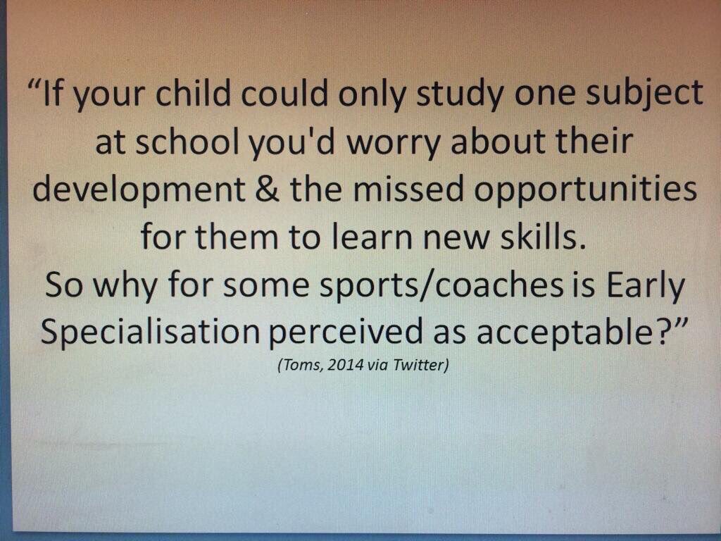 A thought for anyone involved in youth sport and talent &amp; participant development: