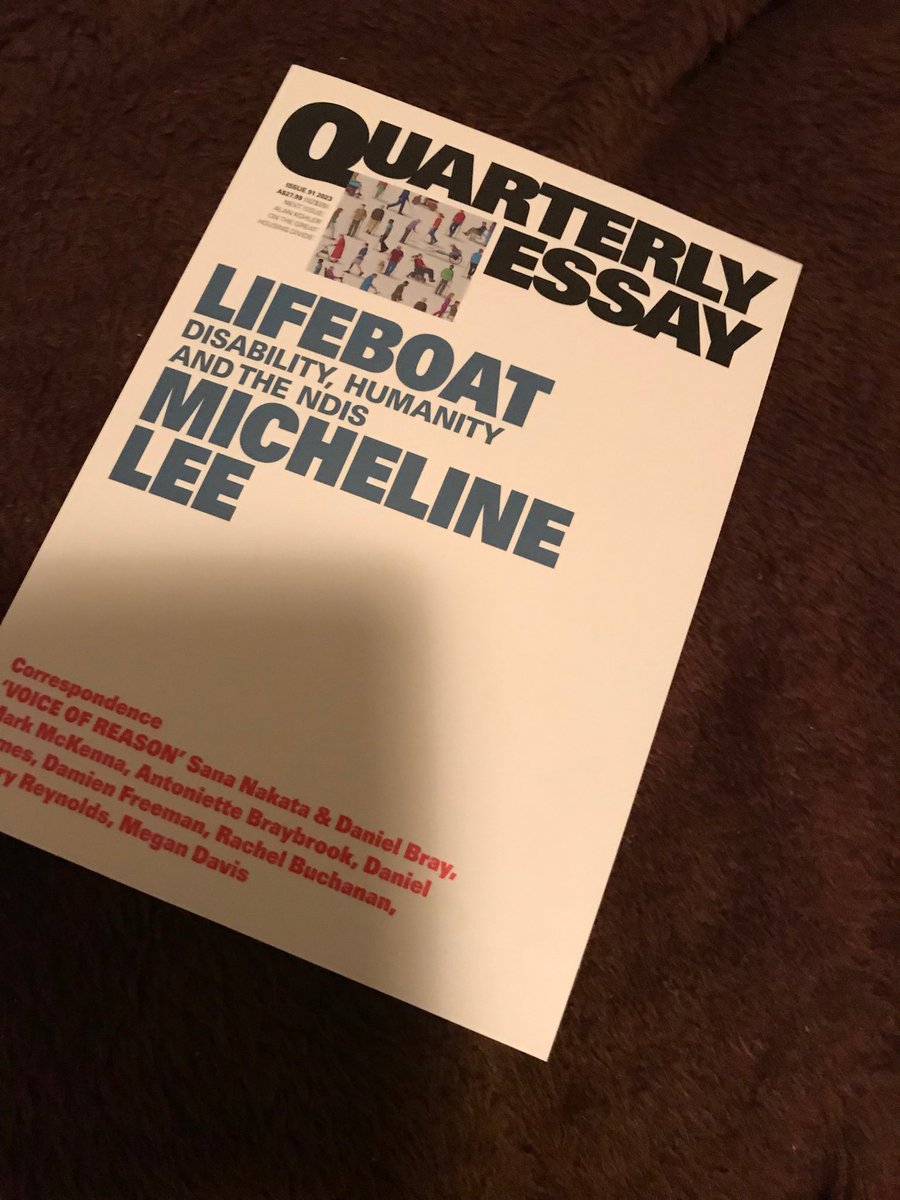 The stunning Quarterly Essay from Michelline Lee is a good companion read to tonight’s #4corners on what disabled people really hoped to see from #NDIS