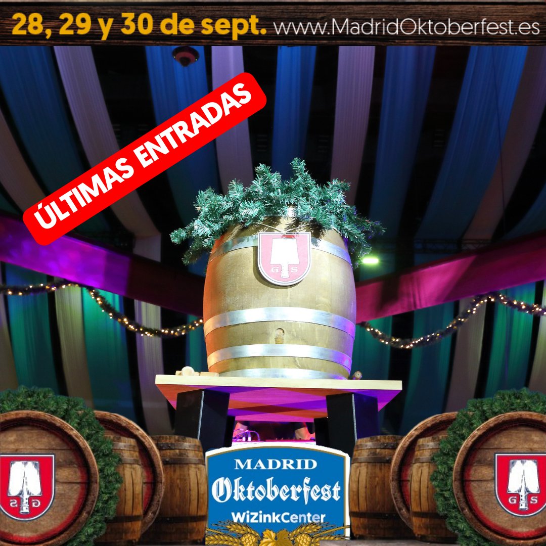📣📣¡¡Últimas entradas!! No esperes más o te quedarás sin vivir #Madridoktoberfest en el @WiZinkCenter.

¡MÁS DE 8.000 ENTRADAS VENDIDAS!

Consigue las tuyas desde 15€. ¡Planazo para este fin de semana!

🍻 madridoktoberfest.es