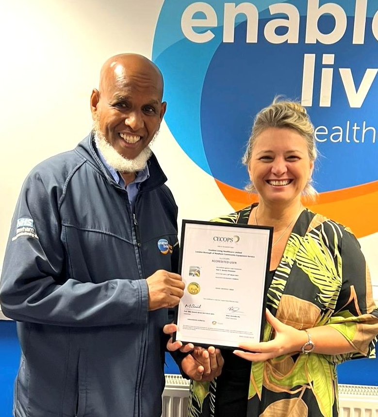 Enabled_Living_'s tweet photo. It's official, the certificate is here!💙🧡
✅Outstanding leadership
✅Successful retention of staff
✅Open door policy
@CECOPS has been a great framework to use for our continuous improvement journey.
#CommunityEquipment #Newham #EastLondon https://t.co/FigNpXi4j5