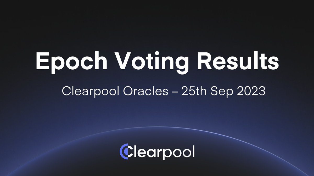 ClearpoolFin's tweet photo. 🗳️ We are pleased to present the results of the #ClearpoolOracle📷 voting round, which ended on 22nd Sep & was implemented on 25th Sep.
The votes from each Oracle are public and included in the report.
View results
https://t.co/vDn8eFvlOQ
Thanks to all the Oracles for their votes!
@ambergroup_io, @Auros_global, #AzureTide, @folkvangtrading, @Hex_Trust, @RyzeLabs, @wintermute_t, @M11Credit, @ApolloCryptoAu, @CredoraPlatform, @BCW_llc, @SkynetTrading_, @idlefinance
$CPOOL #DeFi #Staking