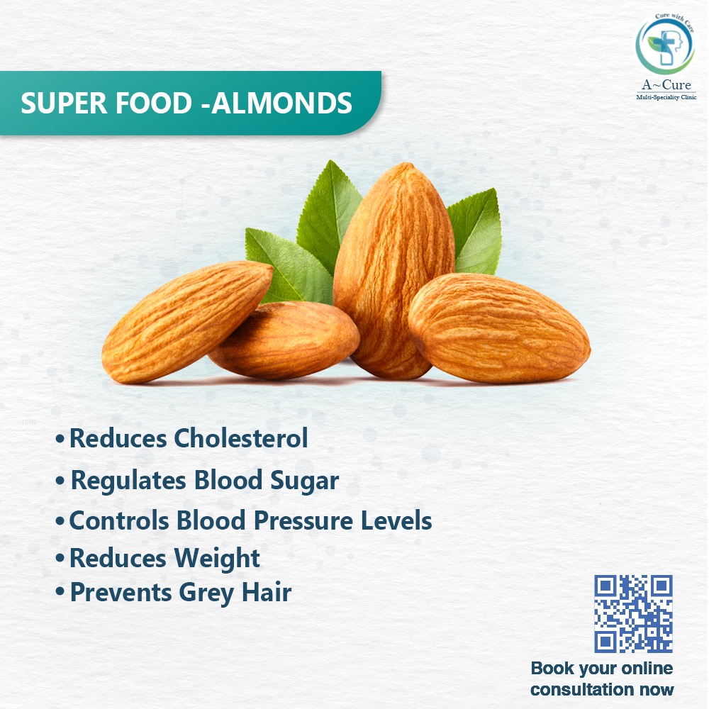 Energize your diet with almonds and unlock their amazing benefits! 

#Acure #CureWithCare #Health #Safety #HealthCare #Foodforthought #Almonds