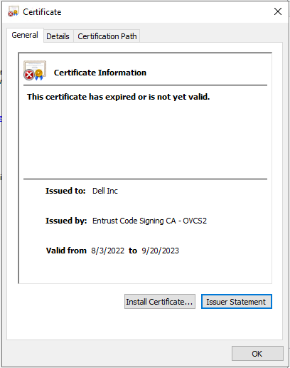 LeeviewB's tweet photo. FYI - The Dell third-party software update catalog code signing certificate expired 5 days ago. If you're publishing. You might run into issues with newly published Dell updates.
#configmgr #sccm
PS. How does that thing go? All tweets and thoughts are my own?! https://t.co/1SJAfRCSrj
