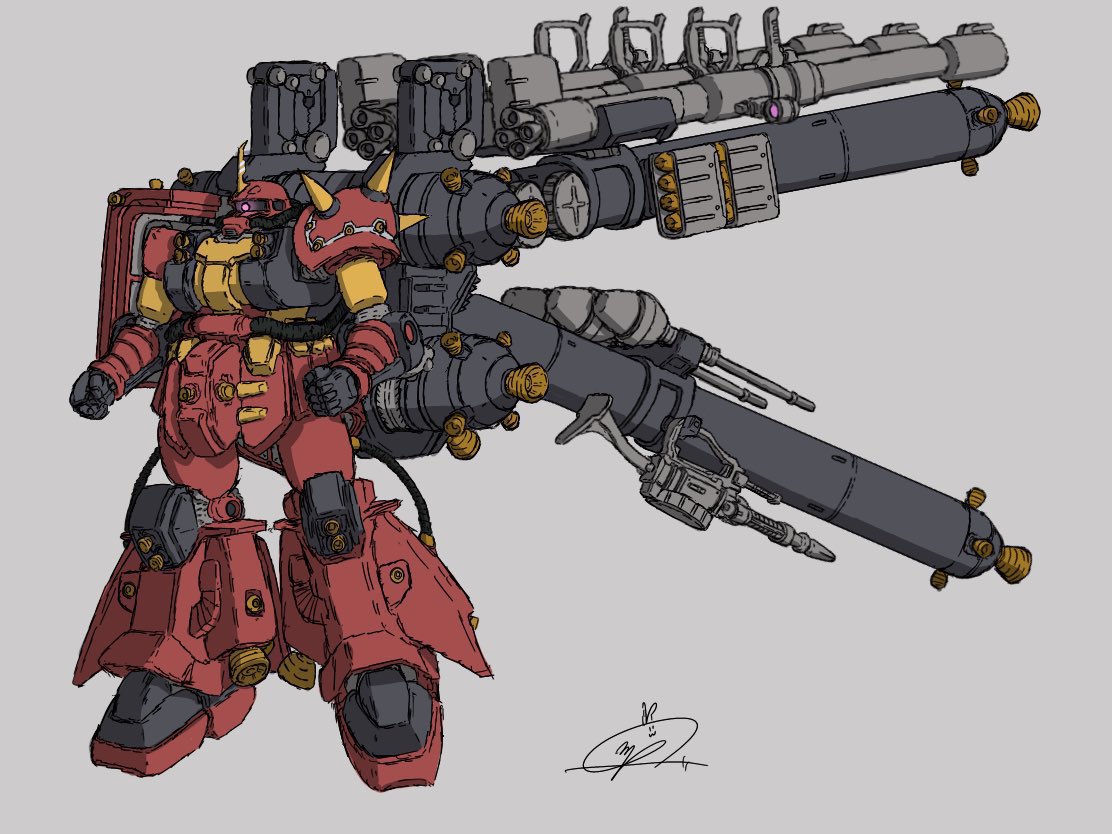 mecha no humans robot spikes one-eyed weapon zeon  illustration images