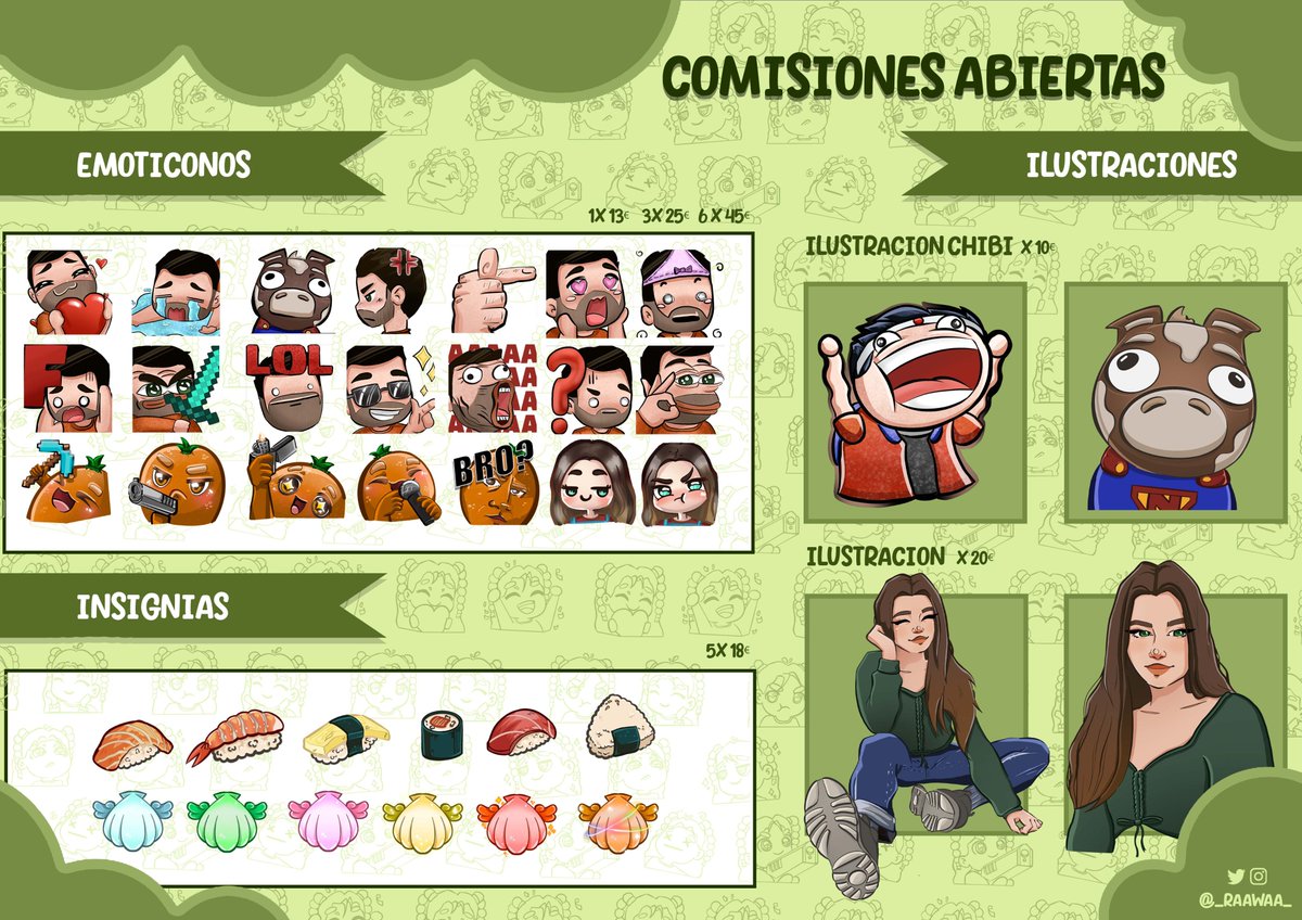 🌼COMISIONES ABIERTAS🌼

Volvemos con comisiones, aquí tenéis alguna información de precios y de los diseños que ofrezco, si tenéis cualquier tipo de duda los MDs se mantendrán abiertos. 

🌸Agradezco difusión🌸