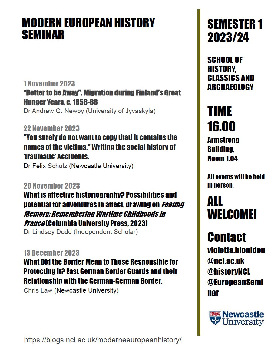 EuropeanSeminar's tweet image. We are back and look forward to four great papers in semester 1 of 23/24. For questions about remote access, please contact @HionidouV.