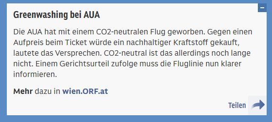 Das Rechtsurteil ist klar: die @_austrian darf ihre Flüge nicht mehr #CO2neutral nennen. Aber eines muss klar sein - auch Bezeichnungen wie grün, nachhaltig oder nachhaltiger sind hier nicht mehr als #Greenwashing. Die Bezeichnungen gibt die AUA jetzt den Flügen,