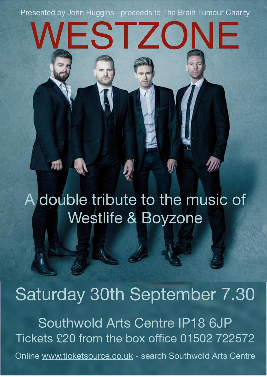 💥 WESTZONE 💥 THIS SATURDAY!!

WestZone is a tribute to the music of Ireland's finest pop exports, Westlife & Boyzone

All of the greatest hits &  all of those iconic dance routines. So dance along to When The Going Gets Tough then grab your friends & belt out all the ballads