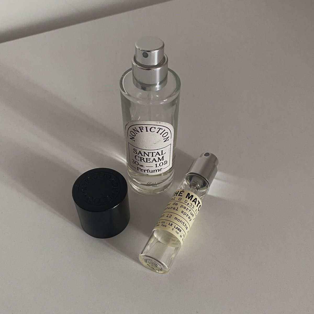 กลิ่นโปรดที่รักที่สุด วู้ดดี้นุ่มๆ อบอุ่นไม่ร้อนผ่าว le labo the matcha 26 ซีดาร์วู้ดเบาๆ เท่ปนสะอาด กับ nonfiction santal cream ครีมมี่วู้ดดี้+ฟิกโปร่งๆ ฉีดกลิ่นเดี่ยวก็รักมาก เลเยอร์กันก็ดีที่สุด 55 หอมมาก ชอบมาก ตลอดไป