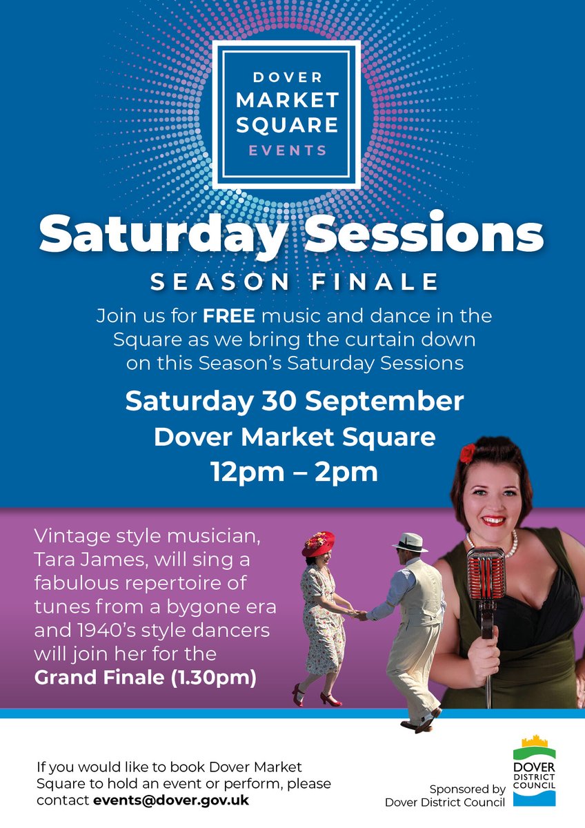 DoverDC's tweet photo. 👏Don't miss The Season Finale!
🎙️ It's our final #saturdaysession on 30 Sept
💃 Join vintage performer, Tara James, for free music and dance in Dover Market Square
👞Put on your dancing shoes, we can't wait to see you there!
#UKPSF #community #GrandFinale #localmusic #shoplocal https://t.co/MgdGGADIfJ