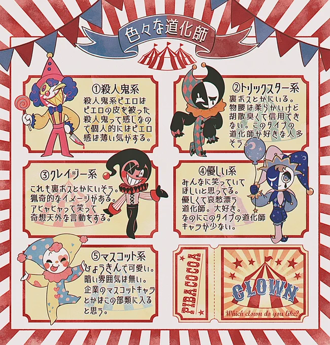 #過去に伸びた1枚を載せてまた伸びるのかチャレンジ
色んな道化師ちゃんいっぱい見てもらえて嬉しかったね🎪 