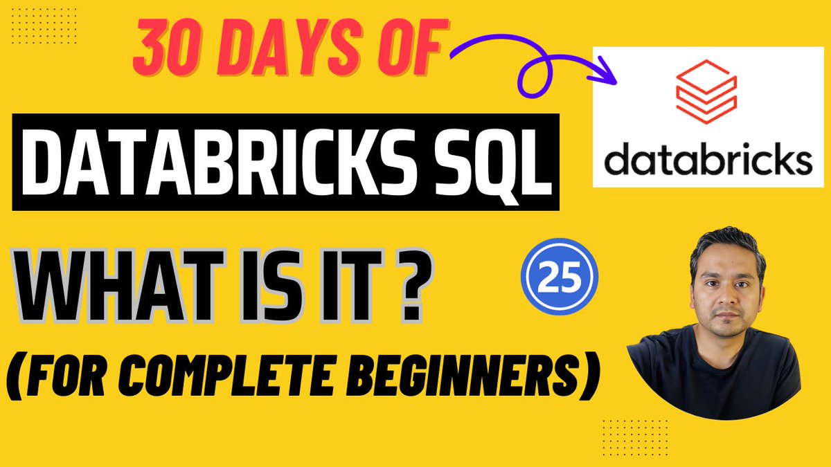 30 Days Of @databricks Series

Day 25: Databricks SQL

Youtube link: youtu.be/3lcfoLhNO4g

GitHub link: github.com/sudarshan-koir…

#databricks #lakehouse #DataAnalytics #data #dbfs #dbutils #DataScience #MachineLearning #Python #SQL #datawarehouse #databrickssql