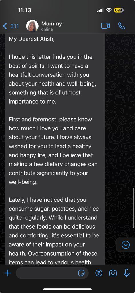 Was teaching mom how to use Chat GPT for her work; she sent a chat gpt drafted letter asking me to eat better. I am stunned, scared, and surprised with mom and at Chat GPT.