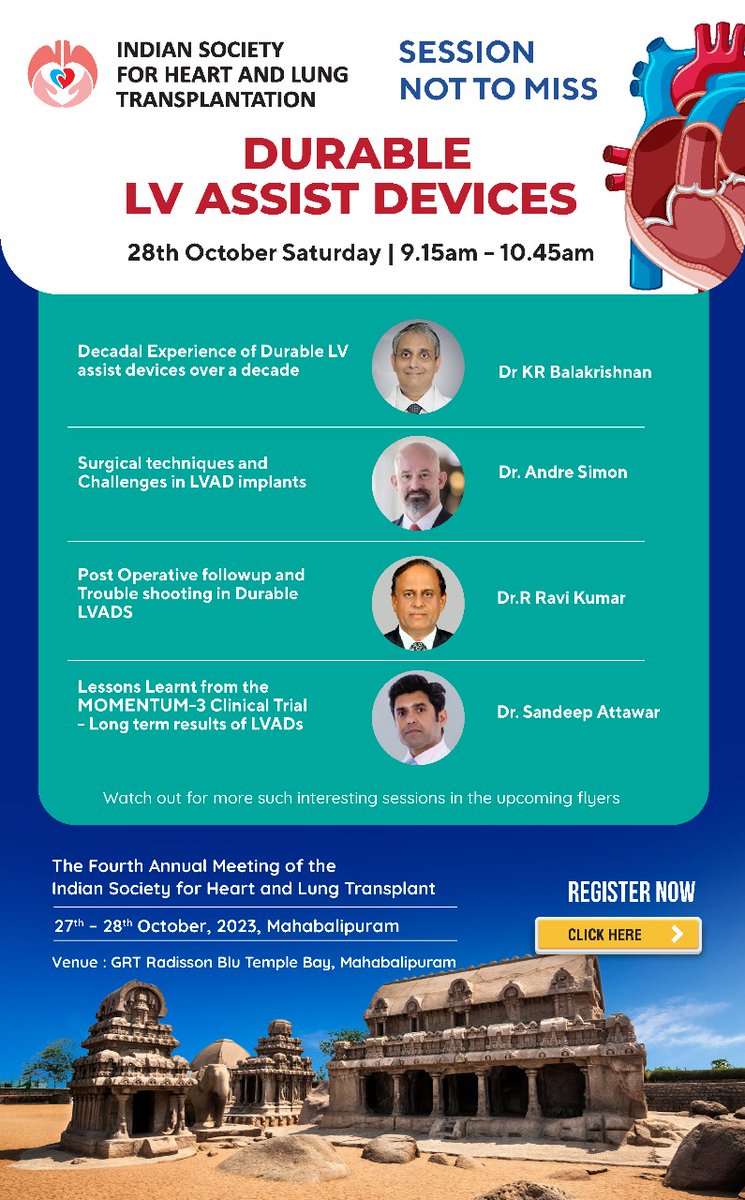 Indian society for Heart and lung transplant Annual meeting October 27 28 TH Radisson Mahabalipuram Chennai