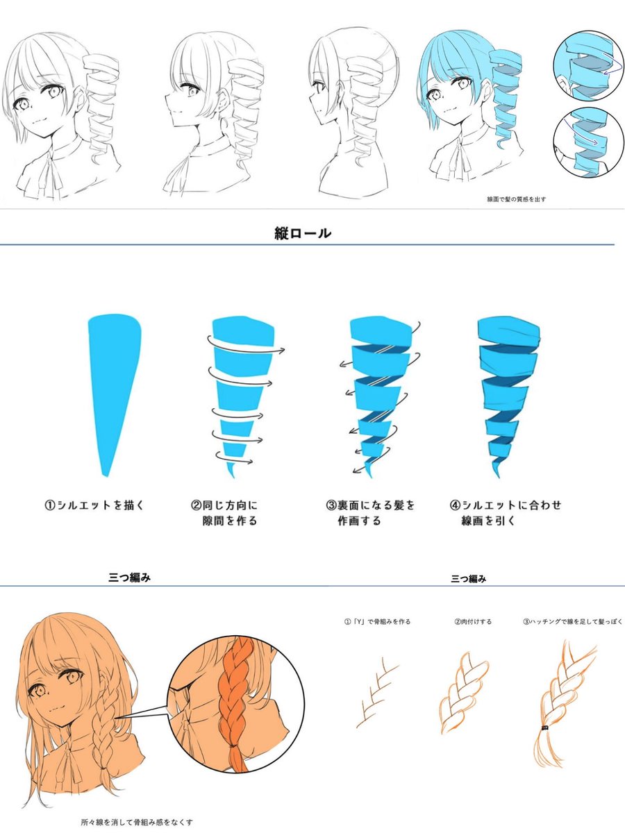 縦 ロール 描き 方