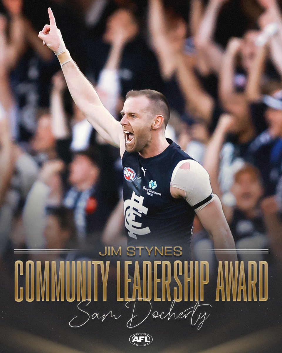 AFL's tweet photo. Onya, Doc 👏

The star Blues takes out 2023 Jim Stynes Community Leadership Award. https://t.co/k7b8KpQZLQ