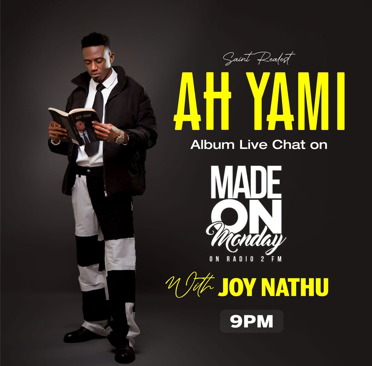 Today marks the release of ‘Ah Yami,’ my latest album, and I hope you’re loving it as much as I do! 🎉 Join me on ‘Made on Monday’ with @Joynathu later tonight for a live chat. For now, stream and share the album right here…. saintrealest.fanlink.to/AhYami