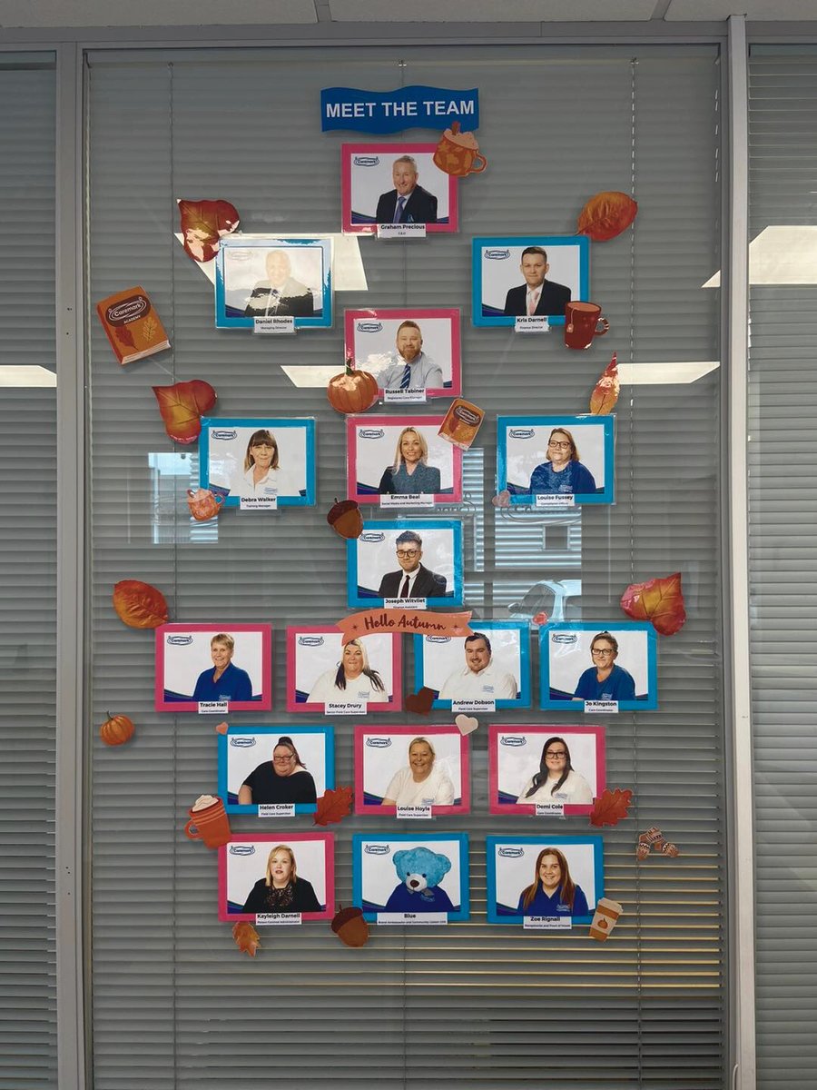 CaremarkER's tweet photo. 🍁 And our “Meet The Team” wall is now complete for the new season! 😊

🤗 We're feeling the autumn spirit at Caremark Hull, East Riding, York &amp; Selby ☕

What do you think of the changes? 💙 💖

#homecare #care #carer #happy #autumn #change #season #new #community #effort https://t.co/7RX6VYwlWk