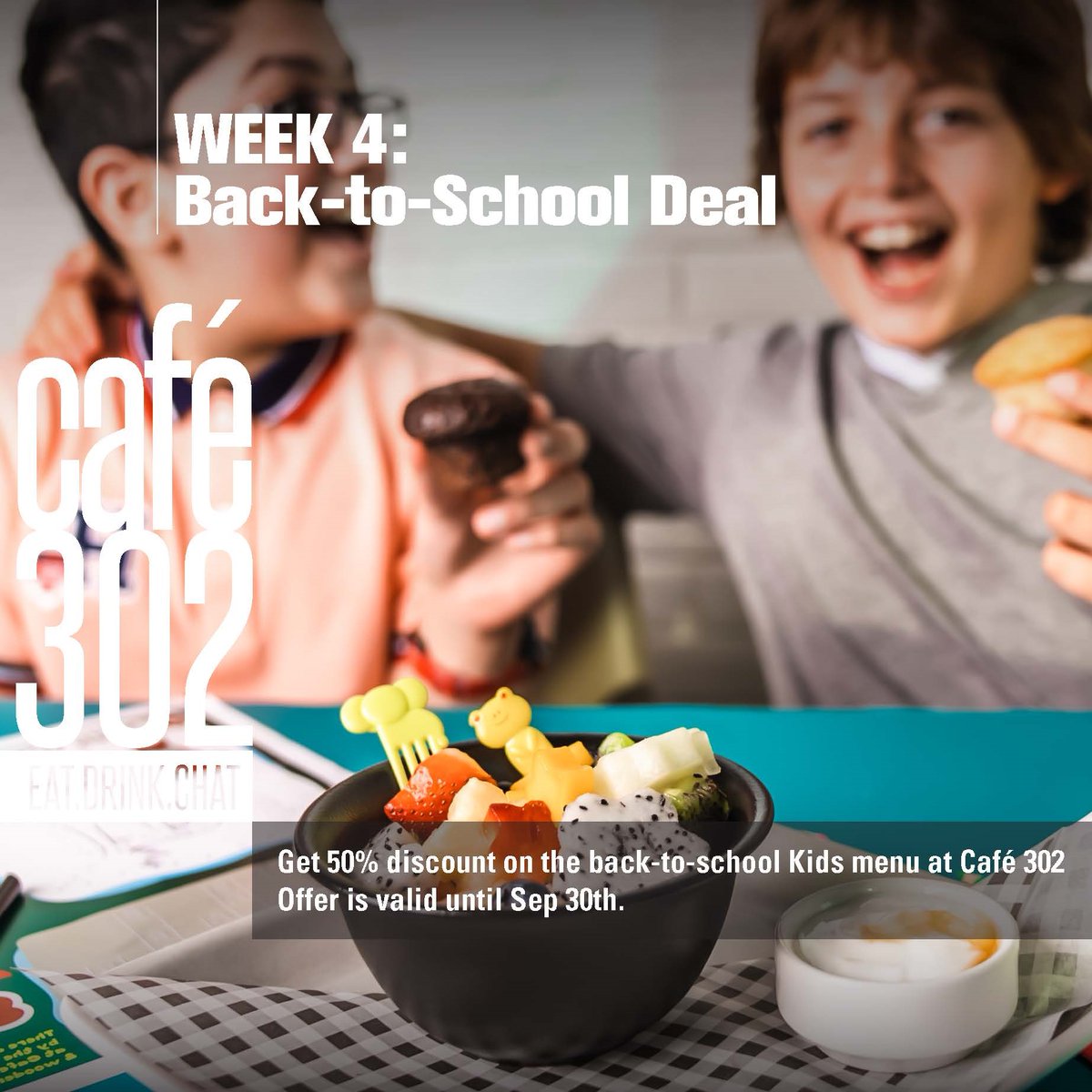 Don’t miss out on the chance to get 50% discount on kids menu at @cafe302 🎒🚌🍔🍟🥞

This offer is valid until Sep 30.

#backtoschool #inabudhabi #abudhabilife #abudhabirestaurant #rotanahotels #almahaarjaanbyrotana #café302turns7 #café302moments