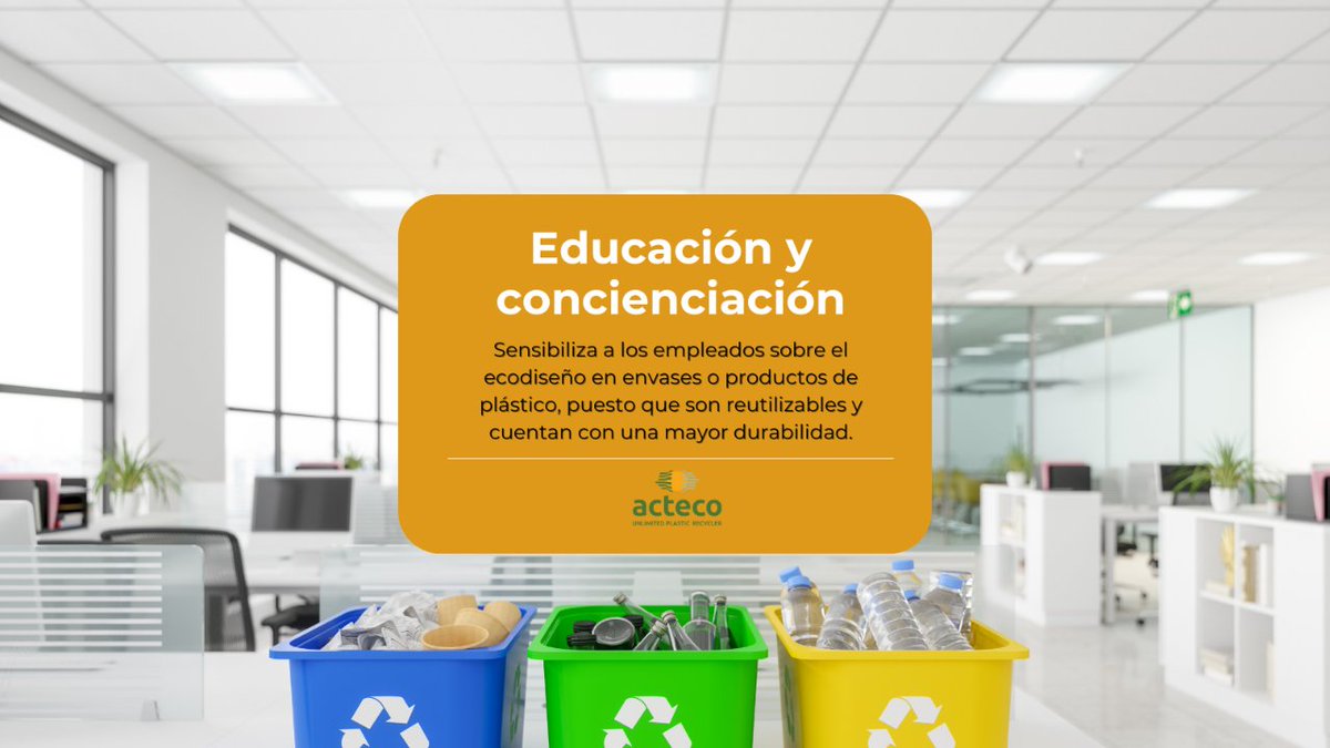 Actecosl's tweet photo. Descubre cómo transformar tu lugar de trabajo en un espacio más ecoamigable con los consejos que te damos. 😄 Pequeñas acciones con un gran impacto. ¡Descúbrelas todas! 👉

#acteco #oficinasostenible #sostenibilidad #reciclaje #empresasostenible https://t.co/fmjs1hfecv
