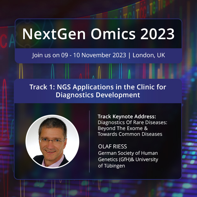 #NextGenOmics2023 Day 2 Track 1: #NGS Applications in the Clinic for Diagnostics Development Track Keynote Address: Diagnostics of #RareDiseases: Beyond the Exome and Towards Common Diseases Find out more: hubs.la/Q022Xp840 #OmicsSeries23