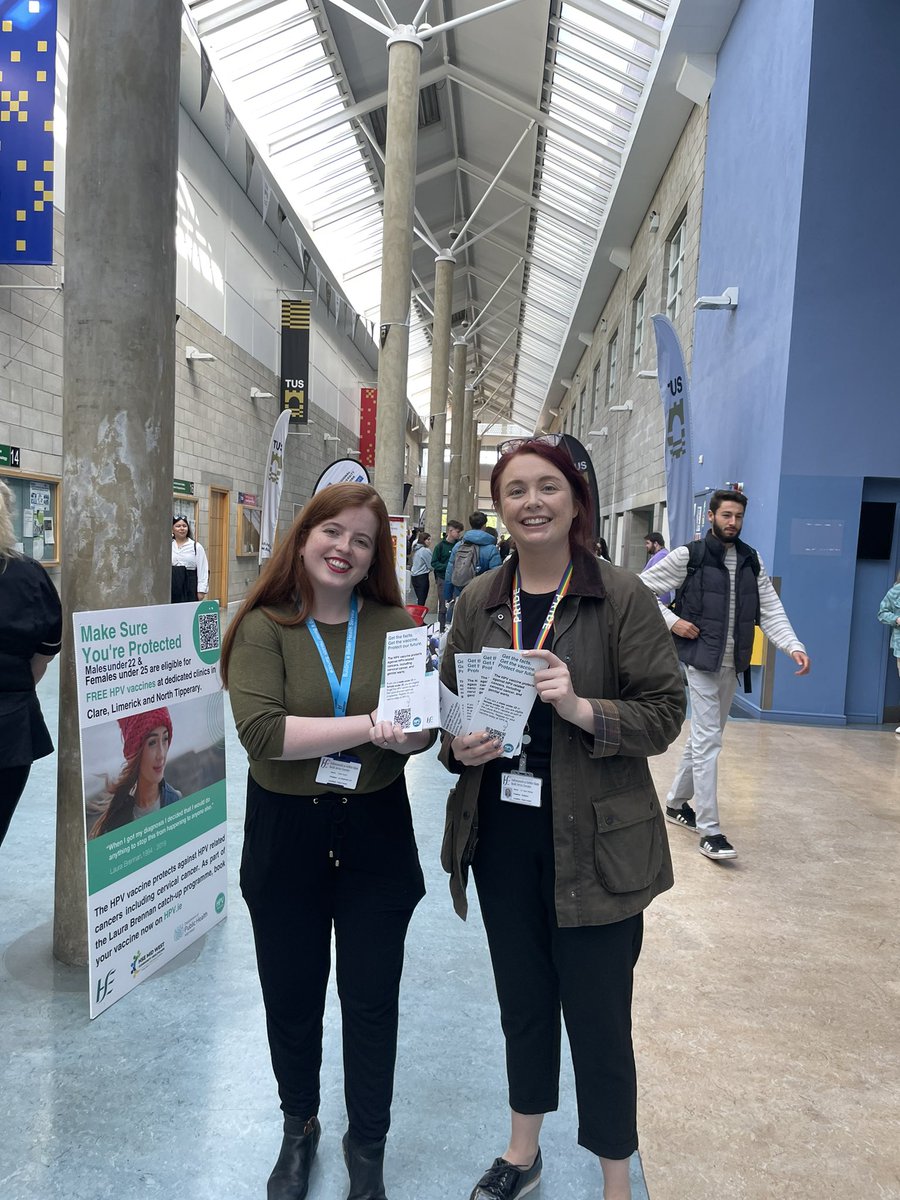 Public Health HSE Mid West (@publichealthmw) on Twitter photo We are in <a href="/TUS_Midwest/">Technological University of the Shannon: Midwest</a> in Limerick, promoting the Laura Brennan HPV vaccine catch-up campaign. The vaccine is free for males under 22 and females under 25, offering significant protection against HPV-related cancers and genital warts. Register today at HPV.ie We are in <a href="/TUS_Midwest/">Technological University of the Shannon: Midwest</a> in Limerick, promoting the Laura Brennan HPV vaccine catch-up campaign. The vaccine is free for males under 22 and females under 25, offering significant protection against HPV-related cancers and genital warts. Register today at HPV.ie
