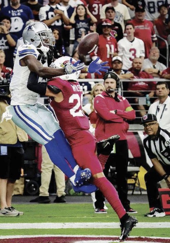 clarencehilljr's tweet photo. This was always a difference making pass interference penalty in the Cowboys loss that game officials initially called then picked up the flag. It’s one thing not to call it. It’s another to call it and then wipe it off like it never happened. How is this not a P.I.? https://t.co/Xm82LTG6Ve