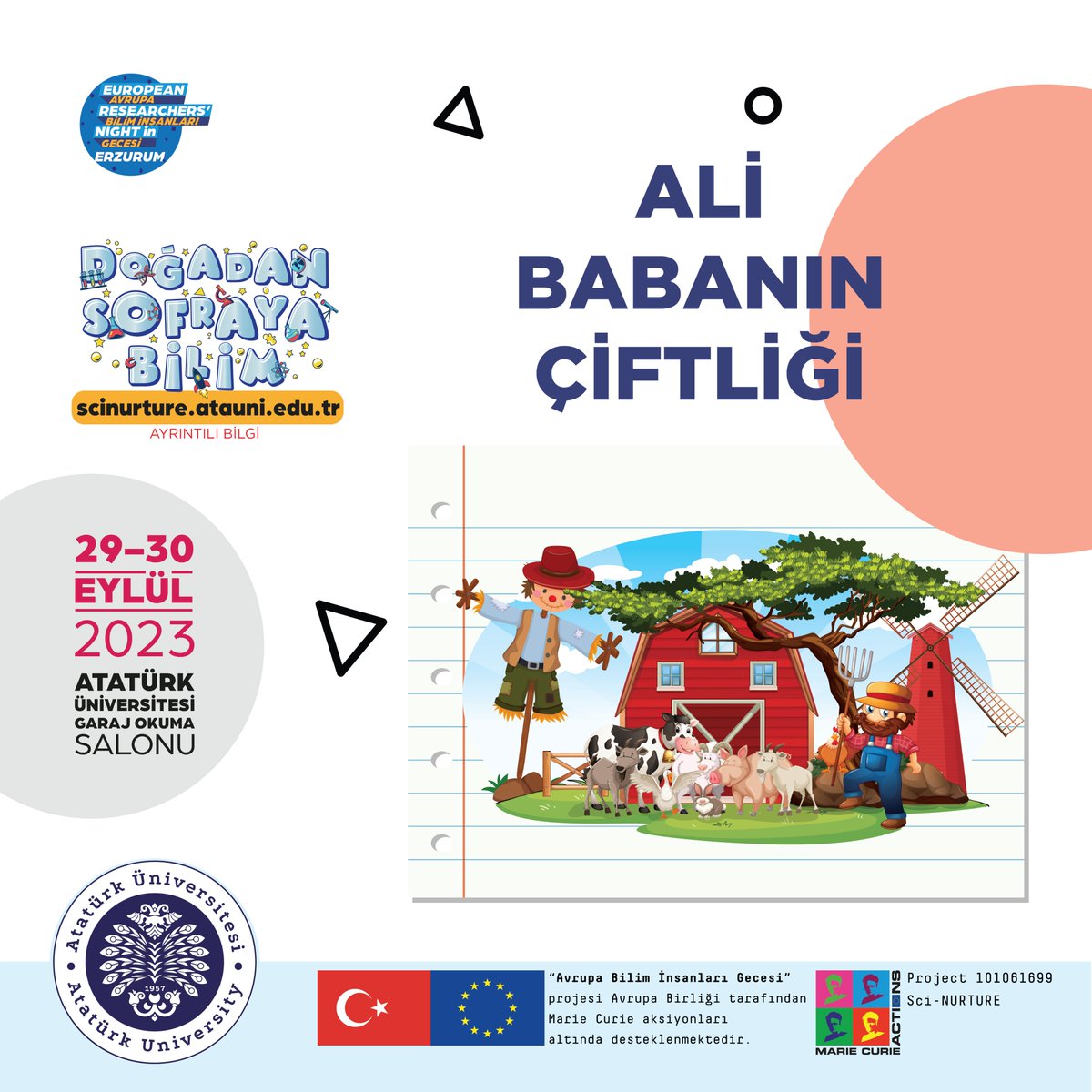 🟠"Ali Babanın Çiftliği"🐈🐓🐑🐄

🟢Bu etkinlik Prof. Dr. Doğan TÜRKYILMAZ ve Dr. Ülkü DAĞDELEN TÜRKYILMAZ tarafından gerçekleştirilecektir.

📌#AtatürkÜniversitesi Kampüsü Garaj Okuma Salonu

🔵Ayrıntılı bilgi için⤵️
👉scinurture.atauni.edu.tr

#DoğadanSofraya <a href="/atauni1957/">-</a>