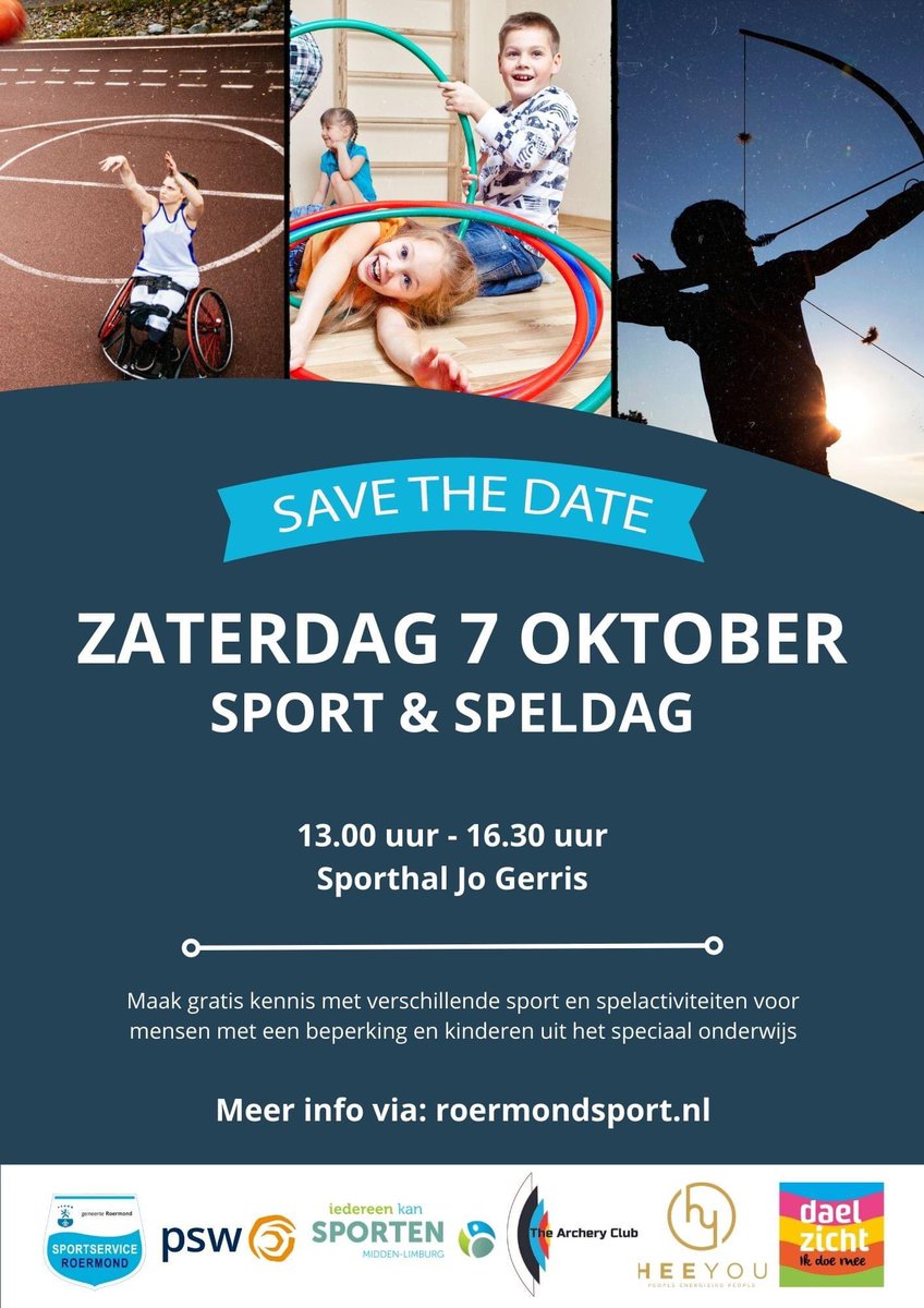 Kom kennismaken met #boccia #framerunning #handboogschieten #darten #karate #duiken en nog veel meer!

roermondsport.nl/sport-speldag/