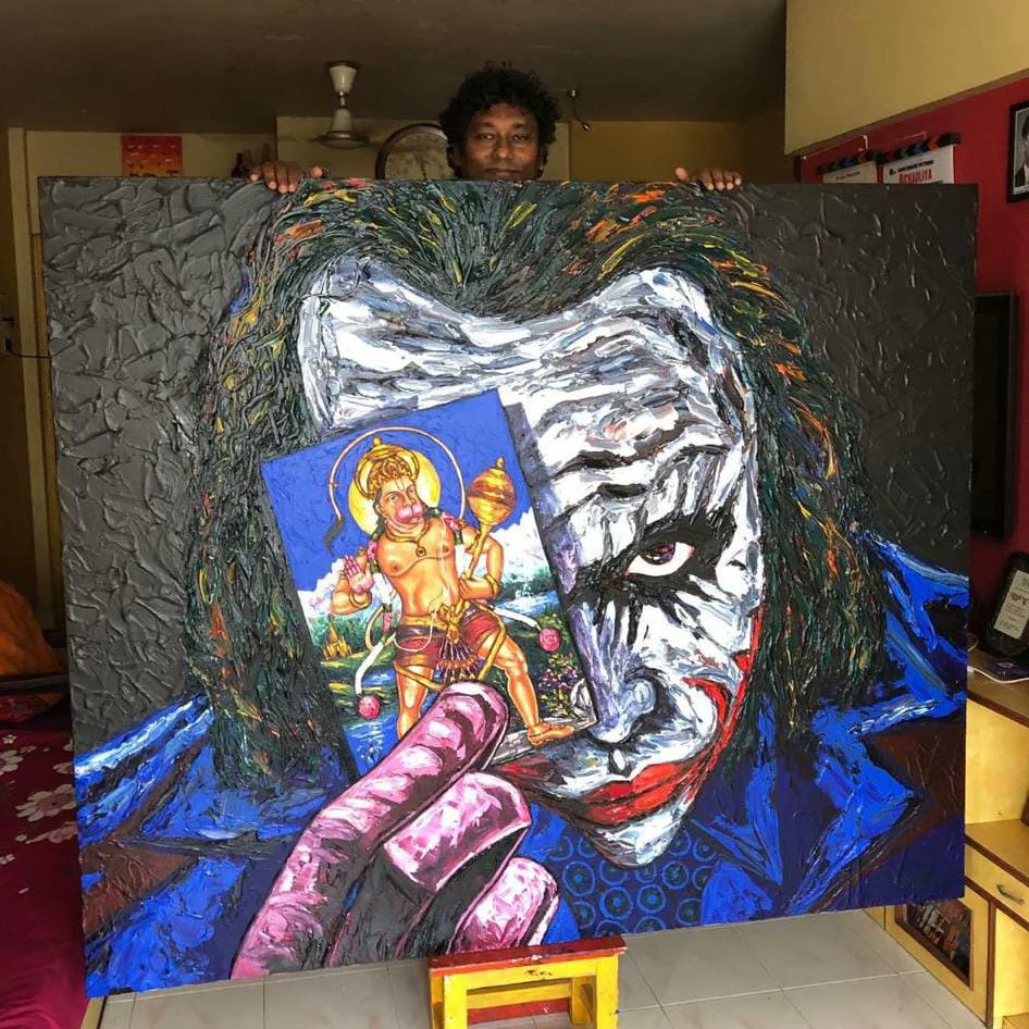 Rajmore786's tweet photo. Title- A Real Super Hero ❤️
Acrylic on canvas
Size- 60-72 inches
Price on request 
2023
 #contemporaryart #contemporaryartist  #dubai #dubaiartgallery #Singapore #painting #artist #artindiamagazine #indianartfair #artcollector #artwork #artgallery  #jokerlovers #Joker #hanumanji https://t.co/Jhex2o9mNJ