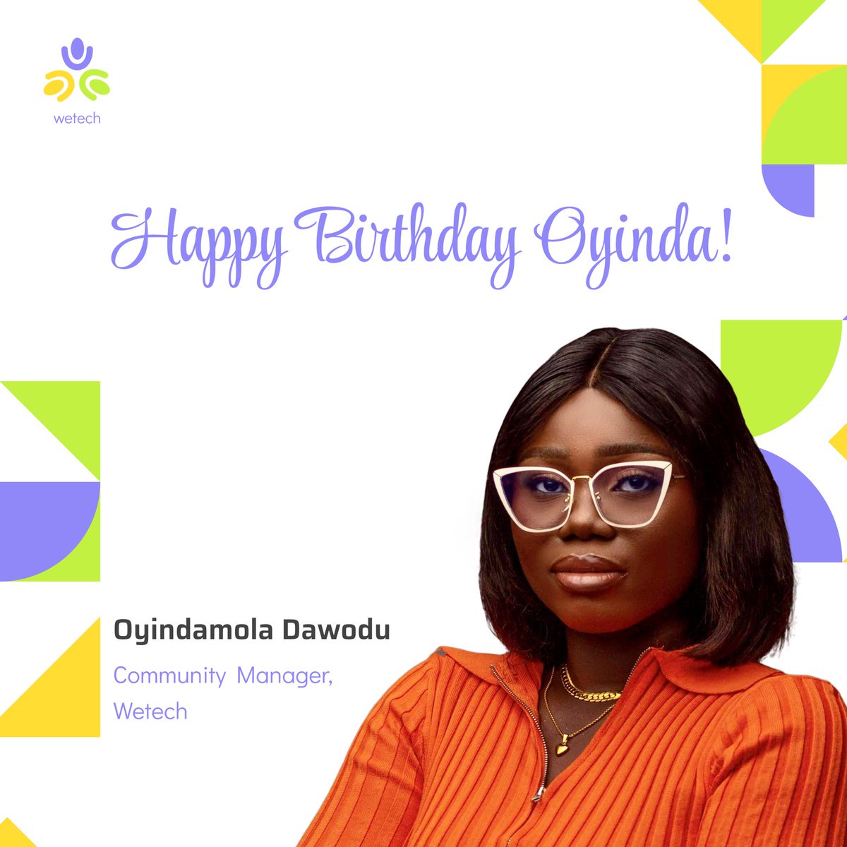 wetechofficial's tweet photo. 🎂🎉 Happy Birthday to our amazing Community Manager, Oyinda (@oyindawodu)! 🥳
Oyinda, from the Tunga fellowship, has been a game-changer for us. Her contributions to our Slack community have been fantastic. Here's to another year of success! 🎂🎈
#HappyBirthday #SeptemberQueen #BirthdayGirl👑