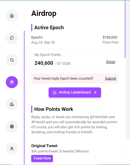 MDJahidulAli4's tweet photo. Now time to farming @Friend3AI #Friend3 to earn tokens.
✨like ✨ comment #frend3 & tag @Friend3AI
& earn $150,000 together. keep move https://t.co/PN2jgJSIiW