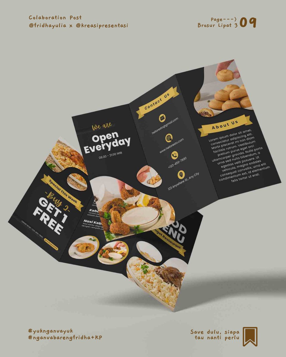 KreasiPrsentasi's tweet image. Info Inhouse Training:
0857 3333 0407 - (bit.ly/IHT-KP) - Bu Isti
Info Public/Private Training:
0812 3271 6030 – (bit.ly/Private_KP) - Mbak Ayu

In Collaboration Post:
@kreasipresentasi
@kreasipresentasi
@fridhayulia
@fridhayulia

#desainbrosur #tutorialdesain