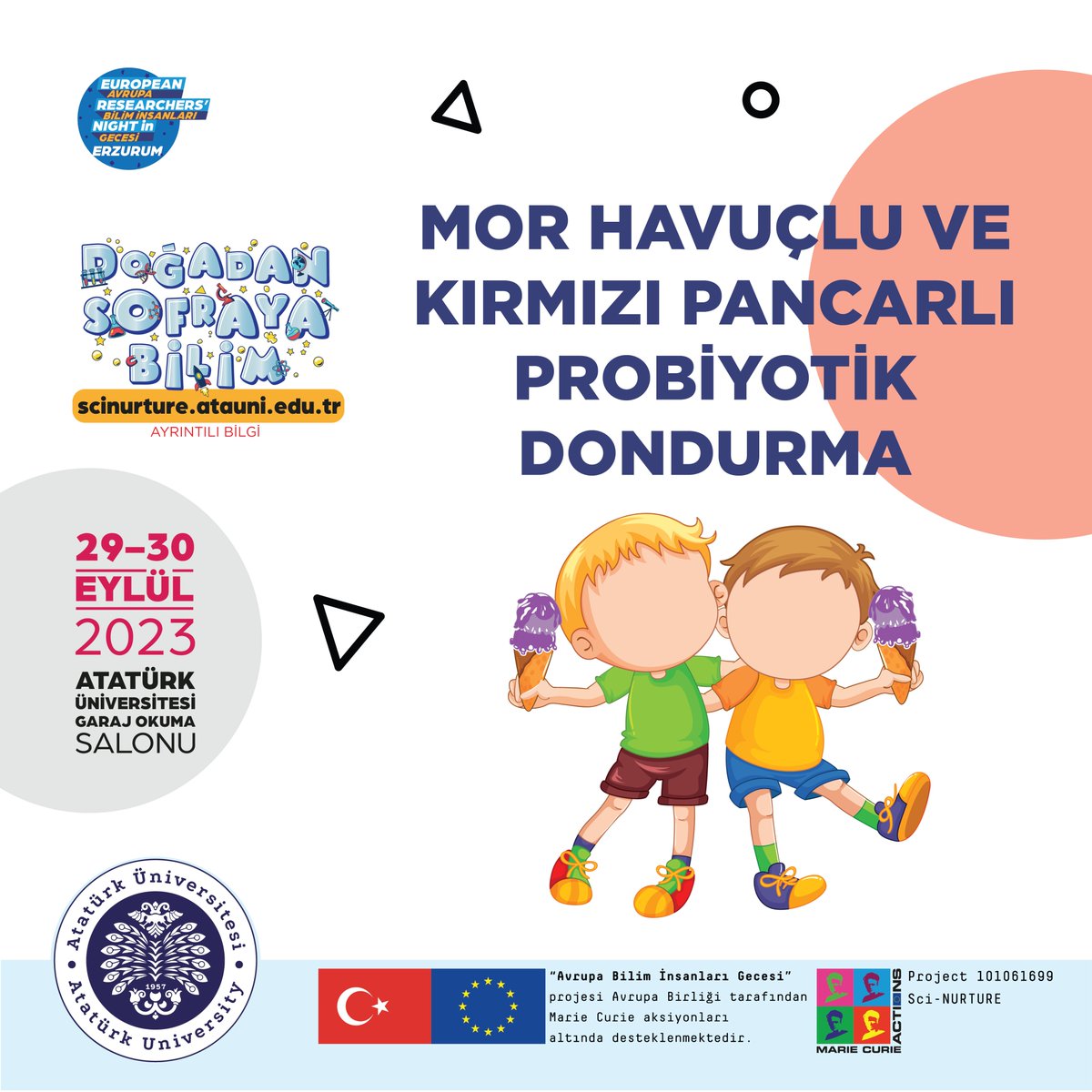 🟠"Mor Havuçlu ve Kırmızı Pancarlı Probiyotik Dondurma?"🍦

🟢Bu etkinlik Prof. Dr. Salih ÖZDEMİR, Prof. Dr. Cihat ÖZDEMİR, Prof. Dr. Mehmet M. KARAOĞLU ve Öğr. Gör. Murat ÖZDEMİR tarafından gerçekleştirilecektir.✨

📌#AtatürkÜniversitesi Kampüsü Garaj Okuma Salonu

<a href="/atauni1957/">-</a>