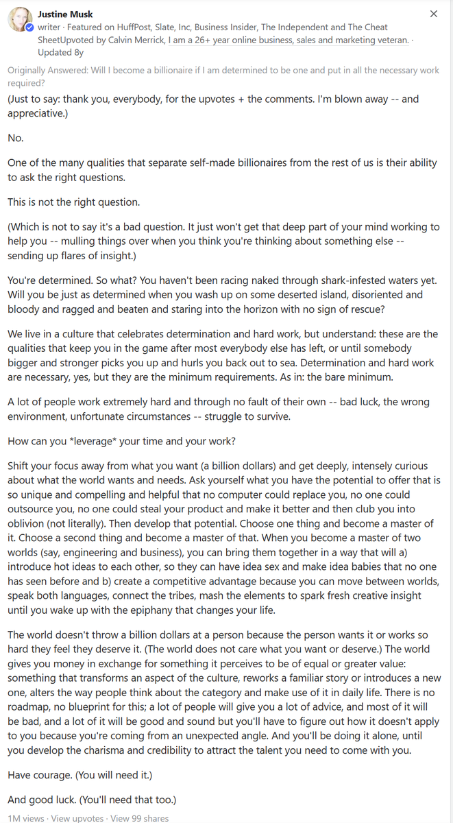 Wise words from Justine Musk