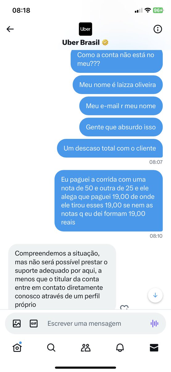 lalaolvr's tweet photo. Eu não sei Oq e pior! O motorista ser um ladrao ou o suporte do aplicativo que não serve pra merda nenhuma! O aplicativo é no meu nome, meu e-mail, o Twitter a mesma coisa, aliás todas as minhas contas são no meu nome e e-mail. Como que eu não sou a titular e vcs n podem ajudar?? https://t.co/OiNEFEfPgb