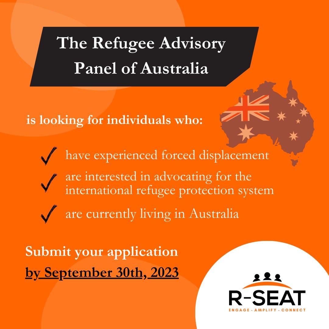 We are happy to witness the establishment of the Refugee Advisory Panel by the Australian Government We're thrilled to have provided technical support in the creation of this mechanism open to refugees living in Australia 🗓 Apply by September 30th. 💻 bit.ly/3sYV8T3