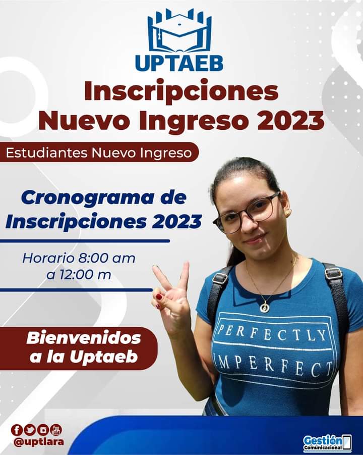 uptlara's tweet photo. #25Sept 🌤️Feliz y bendecida semana, continuamos con el proceso de Inscripción Nuevo Ingreso 2023 de los Bachilleres asignados por el #SNI2023 #PNFCP
Bienvenidos a la Uptaeb.!!
#UptaebActiva
@mppeduniv @opsuVzla @DGGCA_UPTAEB https://t.co/r1blnDII2A