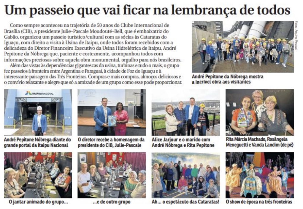PepitoneAndre's tweet photo. COLUNA 360 GRAUS - BY JANE 
GODOY - CORREIO BRAZILIENSE 

Registro da visita do Clube Internacional de Brasília - CIB à Usina hidrelétrica de Itaipu https://t.co/6y9iDd0mrz