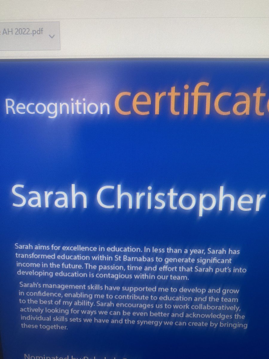 So well deserved Sarah @wyrdsister1967. You really are amazing at what you do. 
#Staffrecognition #Aiminghigh #Education #Award